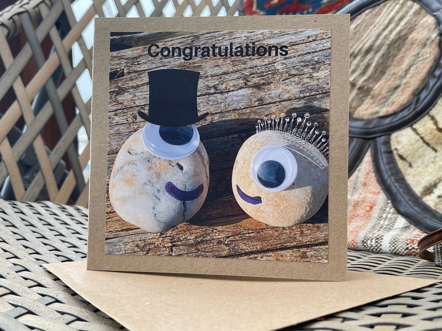 Recycled congratulations card, handmade card, beach card, congratulations gift, engagement card, engagement gift, unusual wedding card