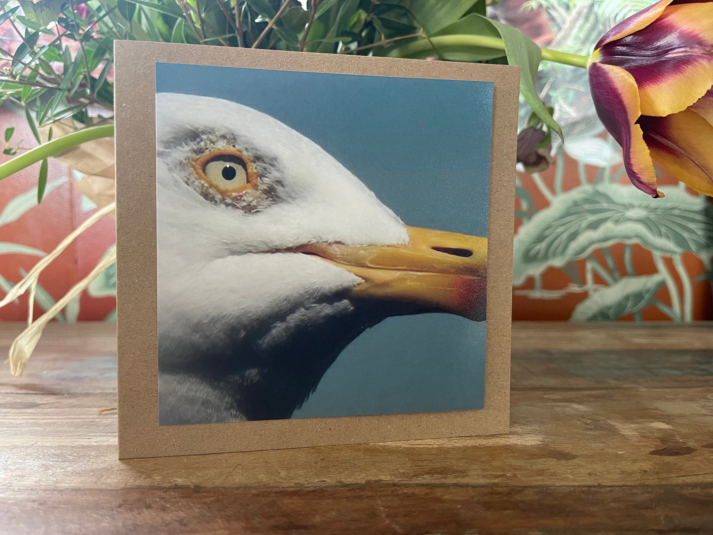 A seagull came to tea! Greetings card, birthday card, birthday, recycled card, thank you card, gift card, bird, Blank card, Handmade card