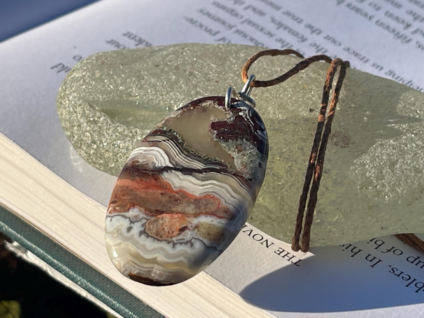 Agate necklace, ethical jewellery, bohemian necklace, unusual jewellery, agate pendant, white gemstone necklace. Boho jewellery