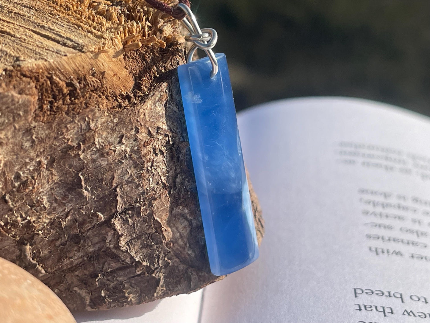 Blue onyx gemstone necklace. Eco friendly blue gemstone pendant. Ethical jewellery, blue jewellery. Handmade onyx jewellery.
