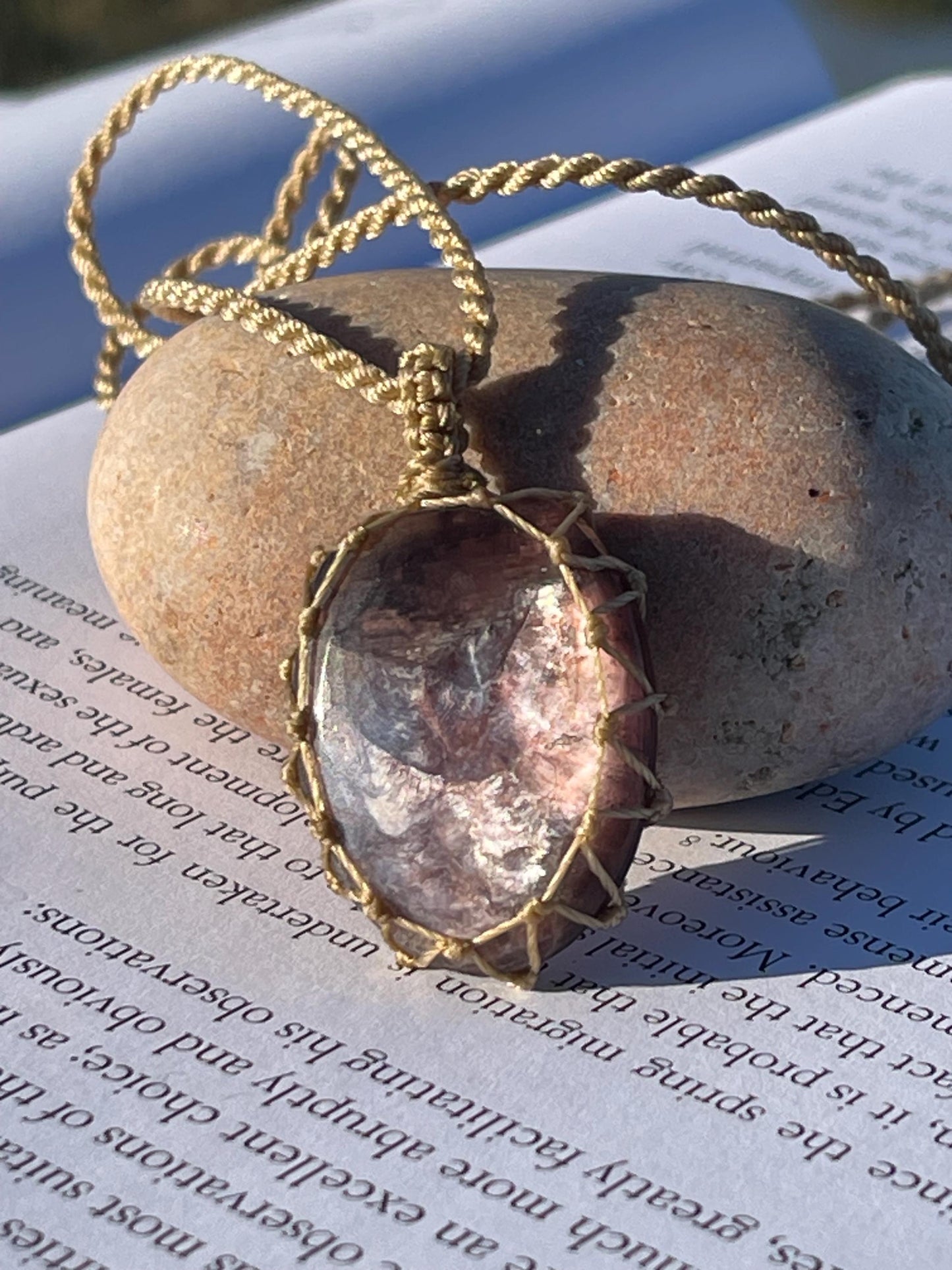 Stunning macrame labradorite necklace on an adjustable cord. Handmade gemstone necklace, boho jewellery. Macrame jewellery. Unique necklace.
