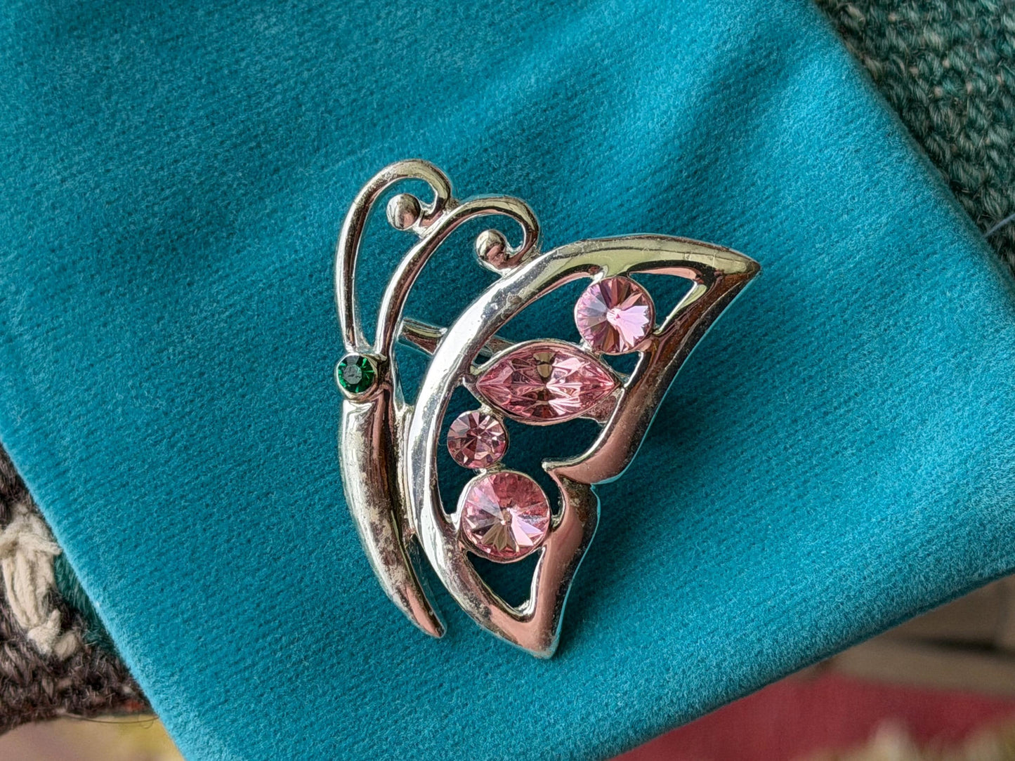 Pink butterfly brooch, vintage brooch, vintage jewellery, retro jewellery, eco friendly gift for her, ethical jewellery, butterfly jewellery