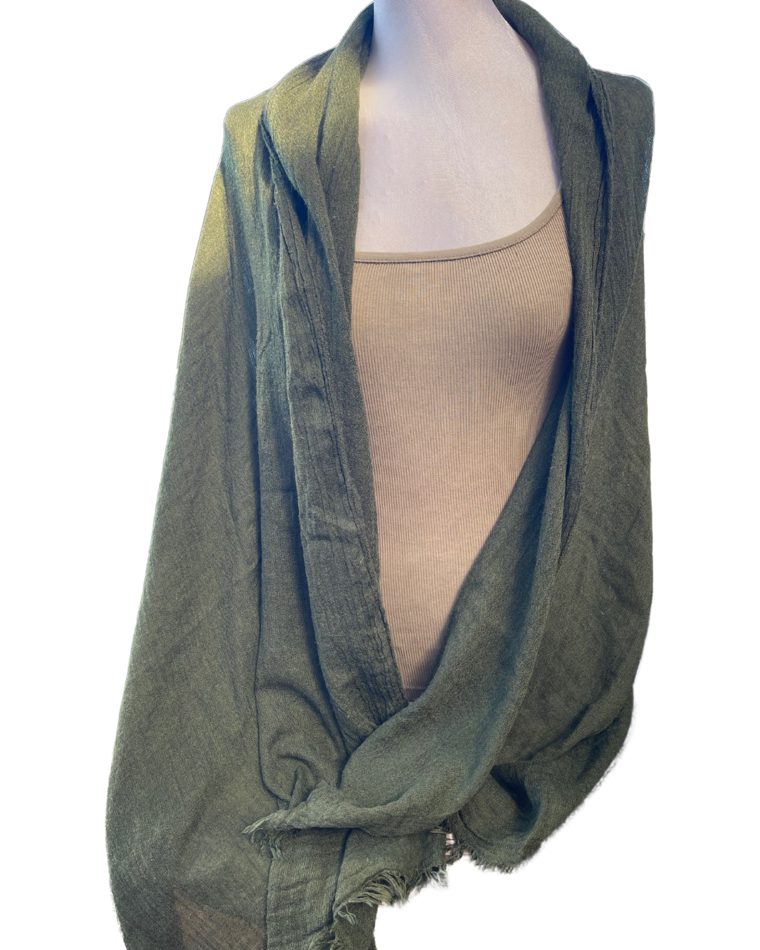 Super Soft Bamboo And Cotton Scarves. Moss Green.