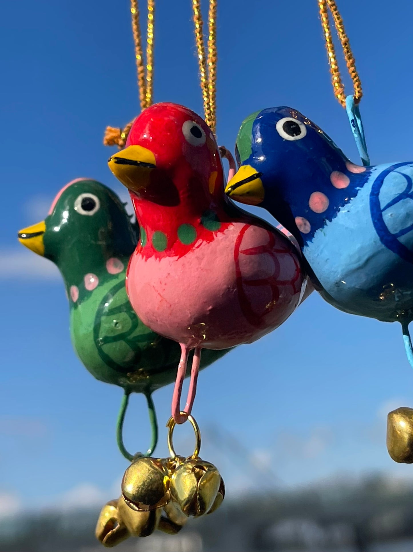 Set of 3 Paper Mache Birds - Fair Trade