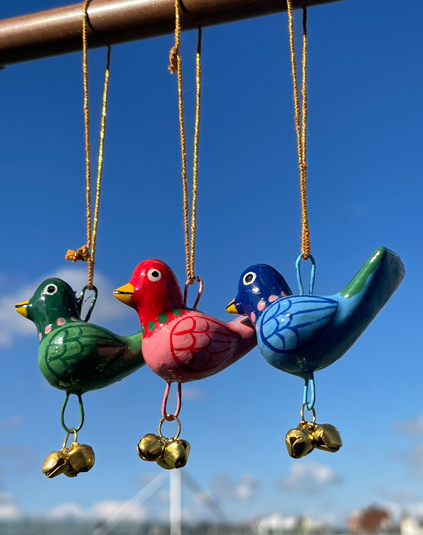 Set of 3 Paper Mache Birds - Fair Trade