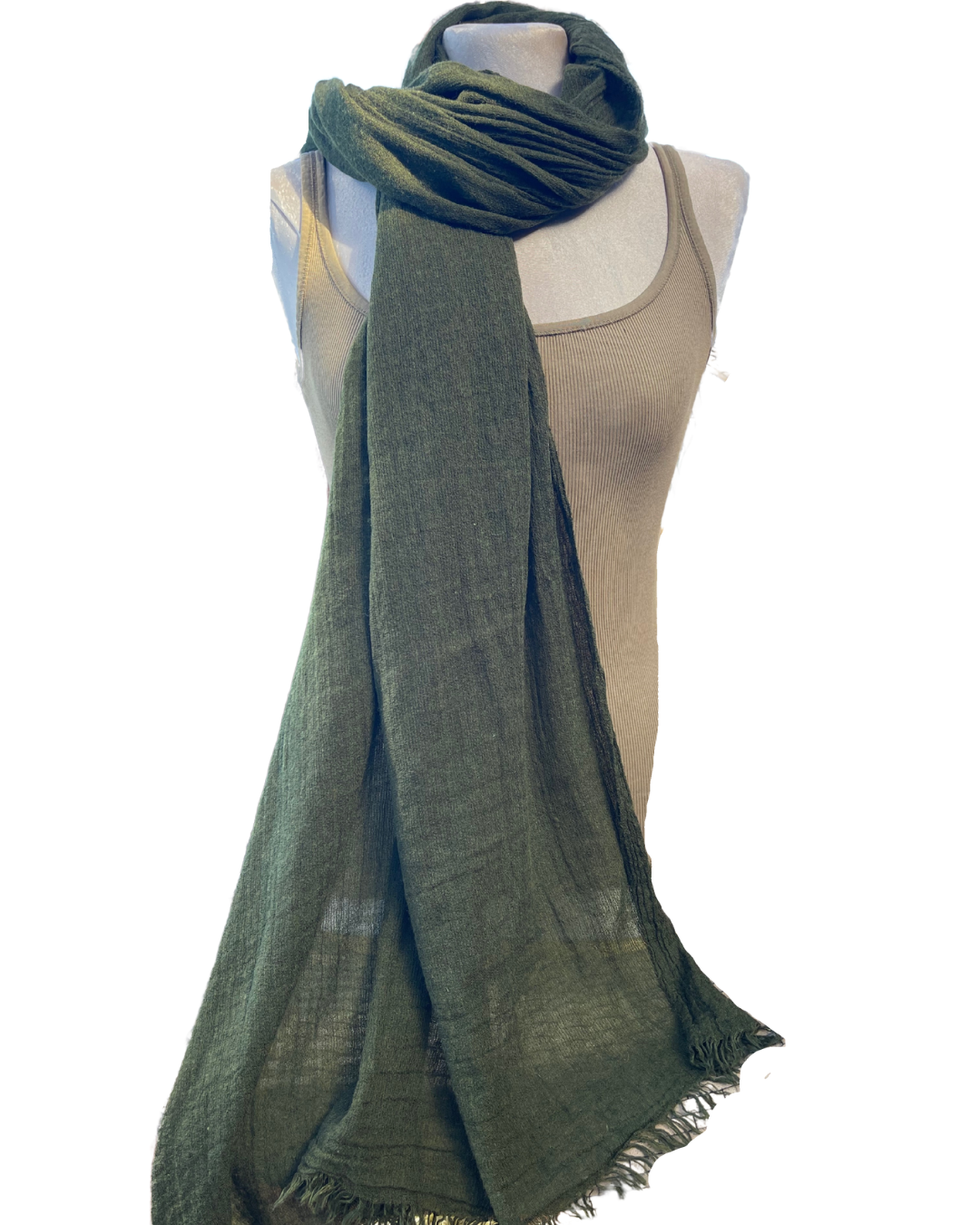 Super Soft Bamboo And Cotton Scarves. Moss Green.