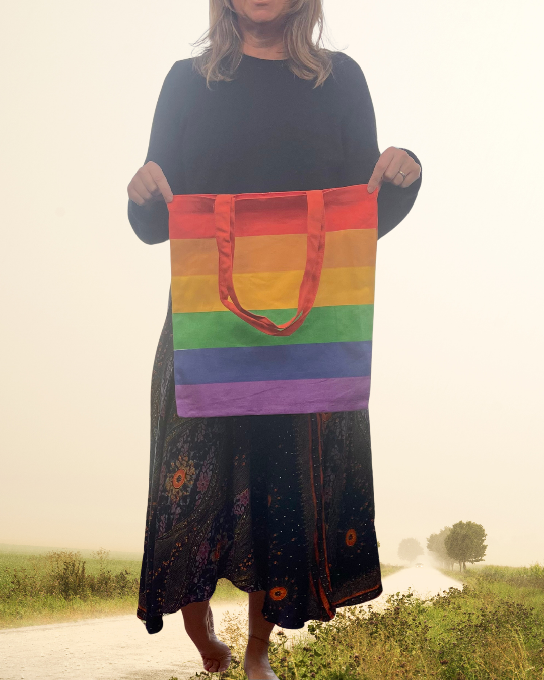 Eco Friendly Recycled Cotton Rainbow Bag.