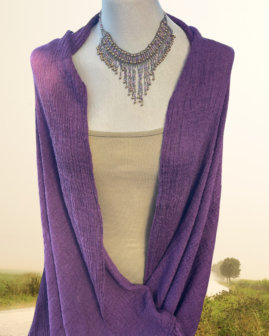 Super Soft Bamboo And Cotton Scarves. Purple.