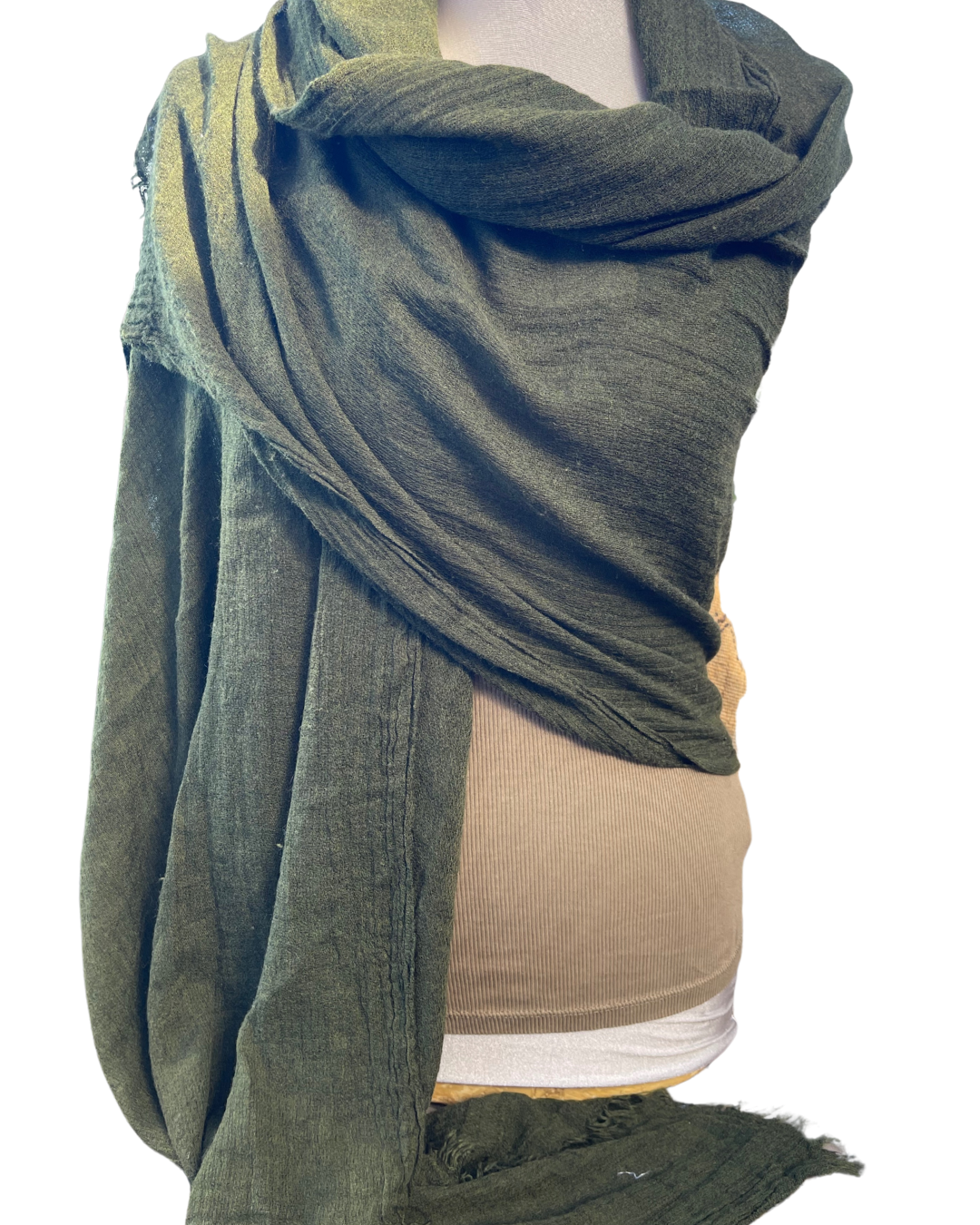 Super Soft Bamboo And Cotton Scarves. Moss Green.