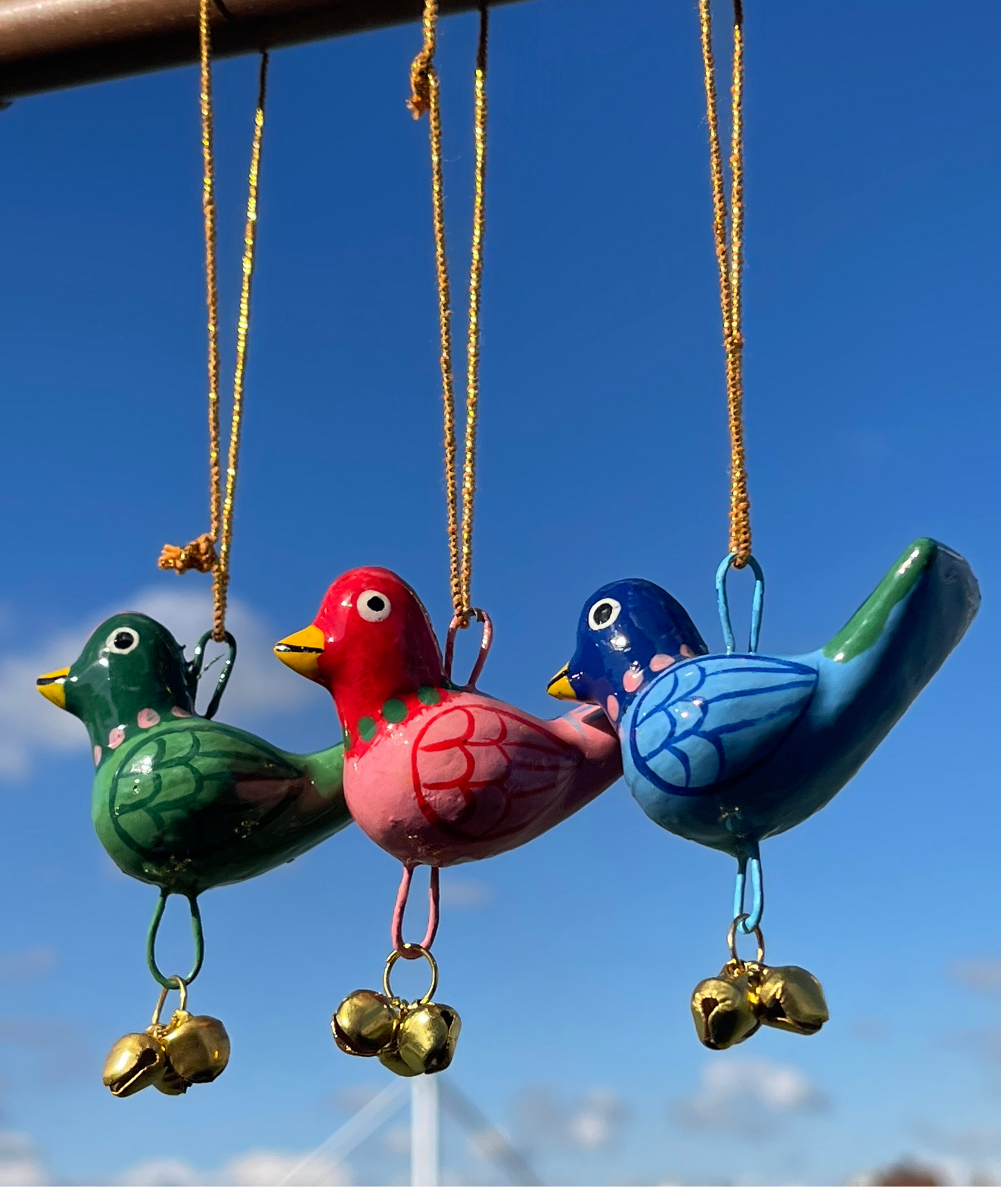 Set of 3 Paper Mache Birds - Fair Trade