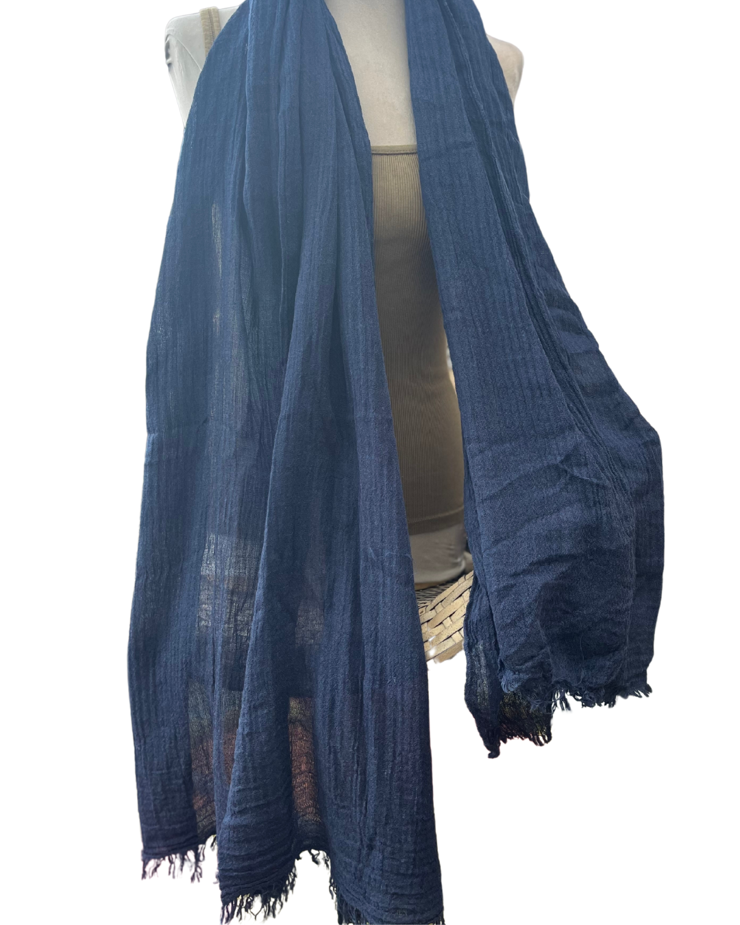 Super Soft Bamboo And Cotton Scarves. Navy Blue.