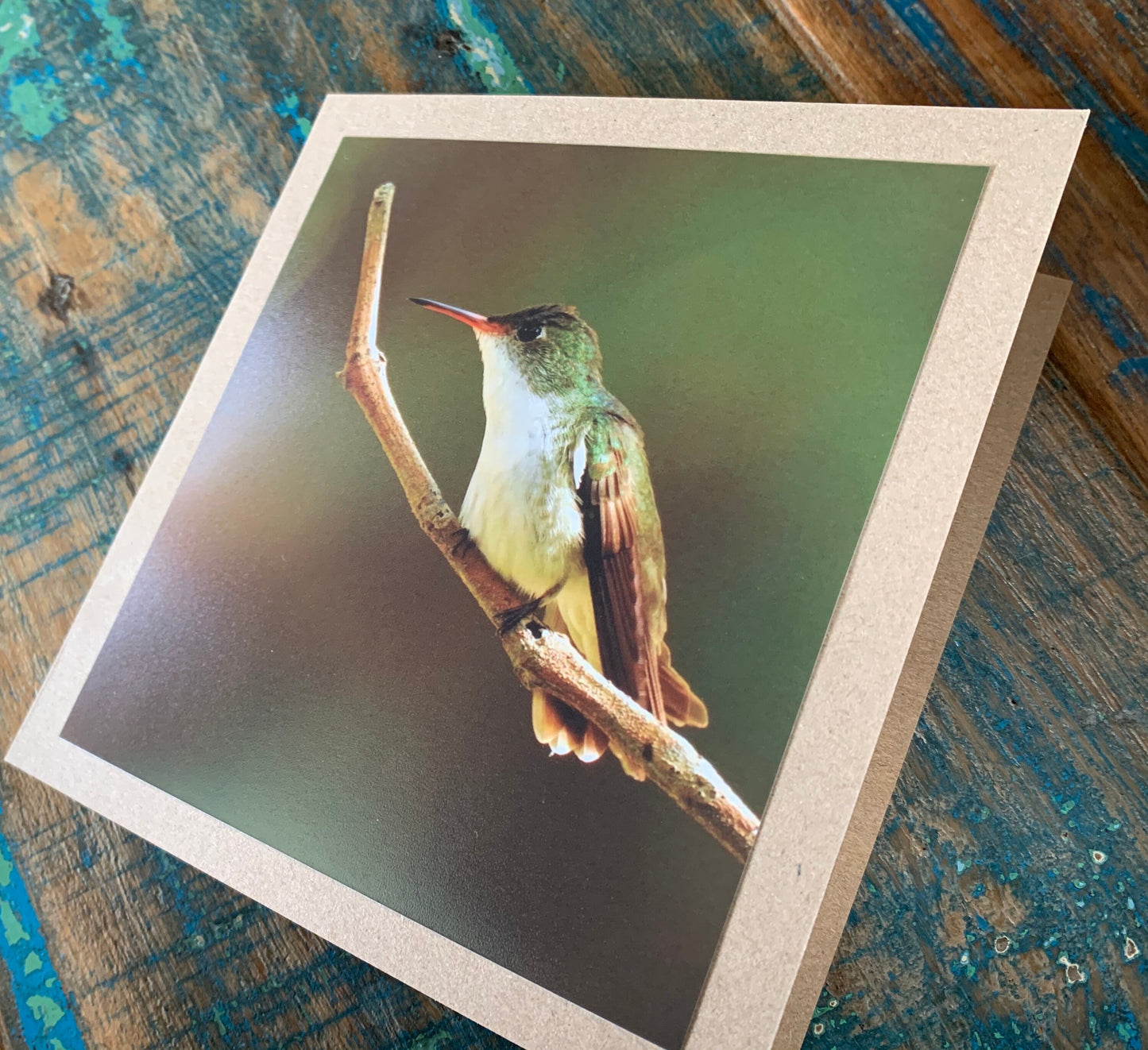 Hummingbird card, recycled card, birthday card, recycled card. Eco friendly card. Handmade card. Unusual Thank you card, blank gift card