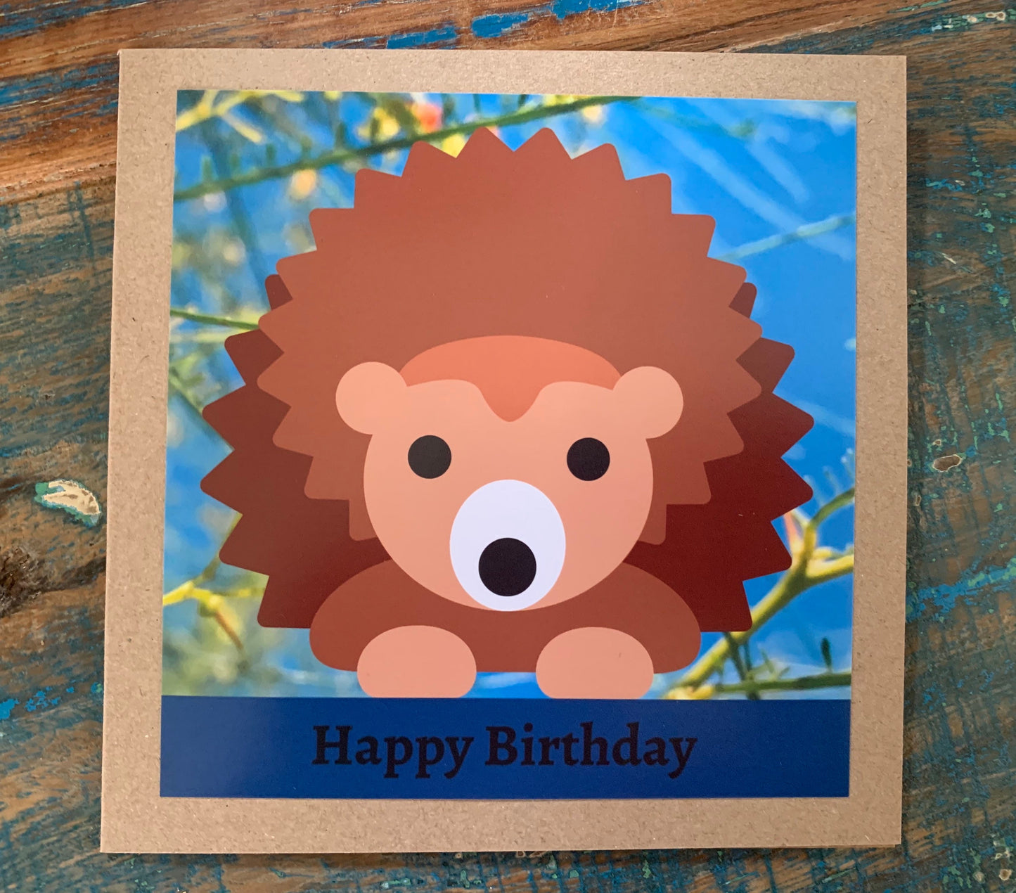 Hedgehog card, recycled card, birthday card. Eco friendly card. Handmade card, blank card for boy, animal card, kids card, woodland card