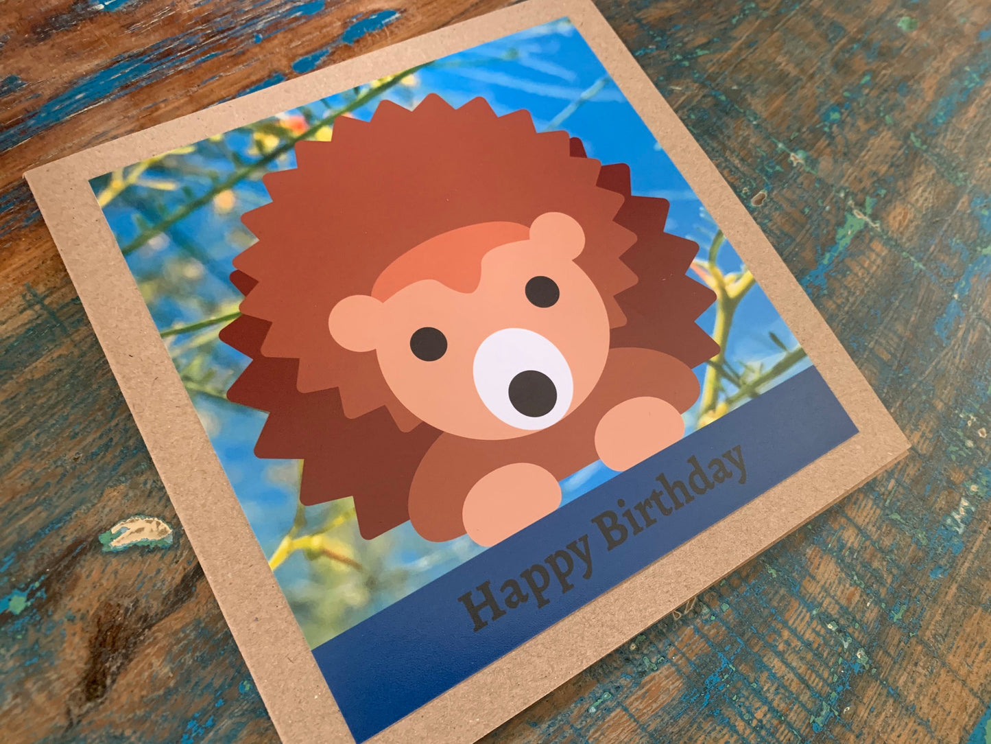 Hedgehog card, recycled card, birthday card. Eco friendly card. Handmade card, blank card for boy, animal card, kids card, woodland card