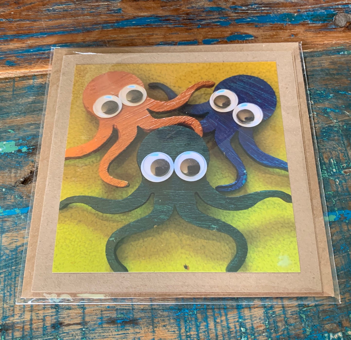 Eco octopus card, recycled card, birthday card, recycled card. Eco friendly card. Handmade card. Unusual Thank you card, blank gift card