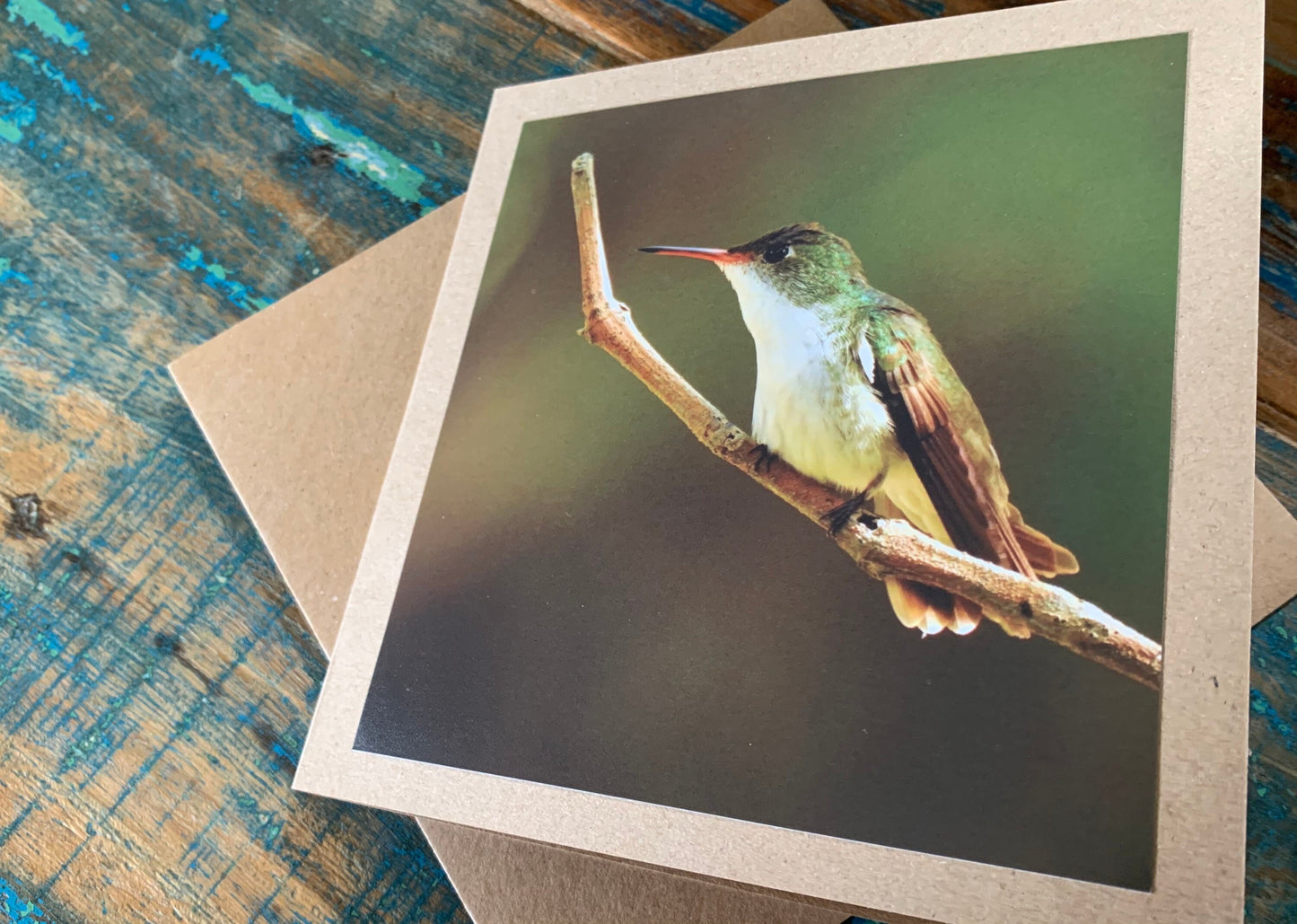 Hummingbird card, recycled card, birthday card, recycled card. Eco friendly card. Handmade card. Unusual Thank you card, blank gift card