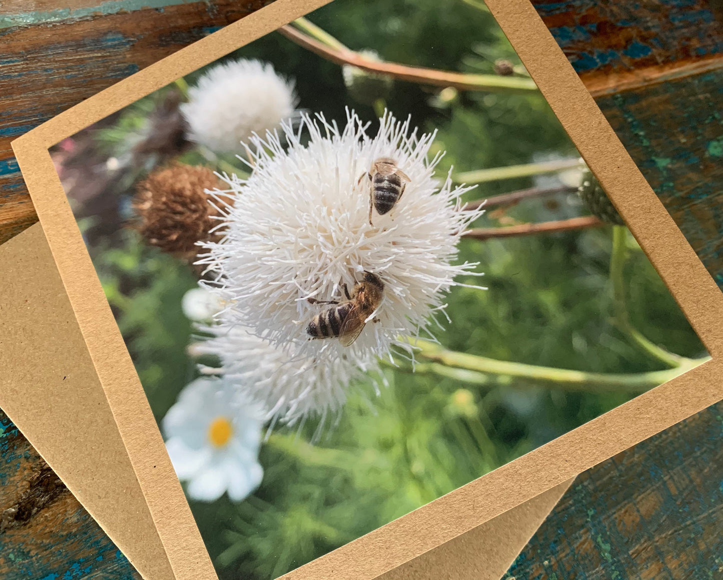 Bee card, recycled card, birthday card. Eco friendly card. Handmade card. Thank you card, blank gift card, English nature card, gift for her