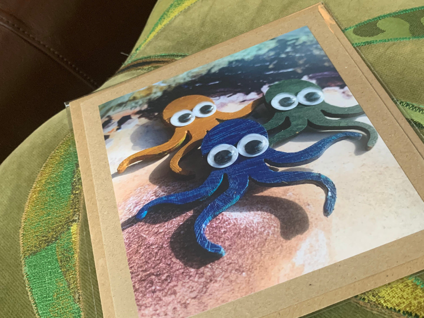 Eco octopus card, handmade gift card for her or for him. Recycled eco friendly card. Unusual photography card for birthday, Mothers Day...