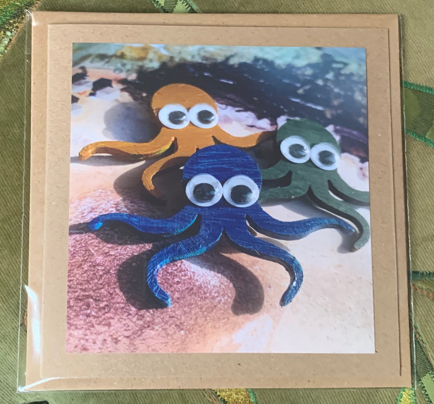 Eco octopus card, handmade gift card for her or for him. Recycled eco friendly card. Unusual photography card for birthday, Mothers Day...