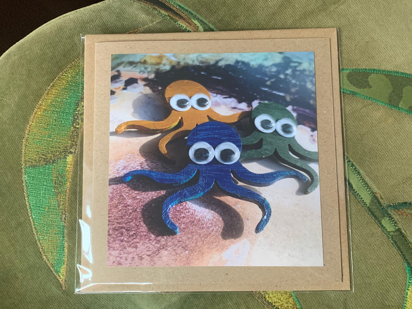 Eco octopus card, handmade gift card for her or for him. Recycled eco friendly card. Unusual photography card for birthday, Mothers Day...