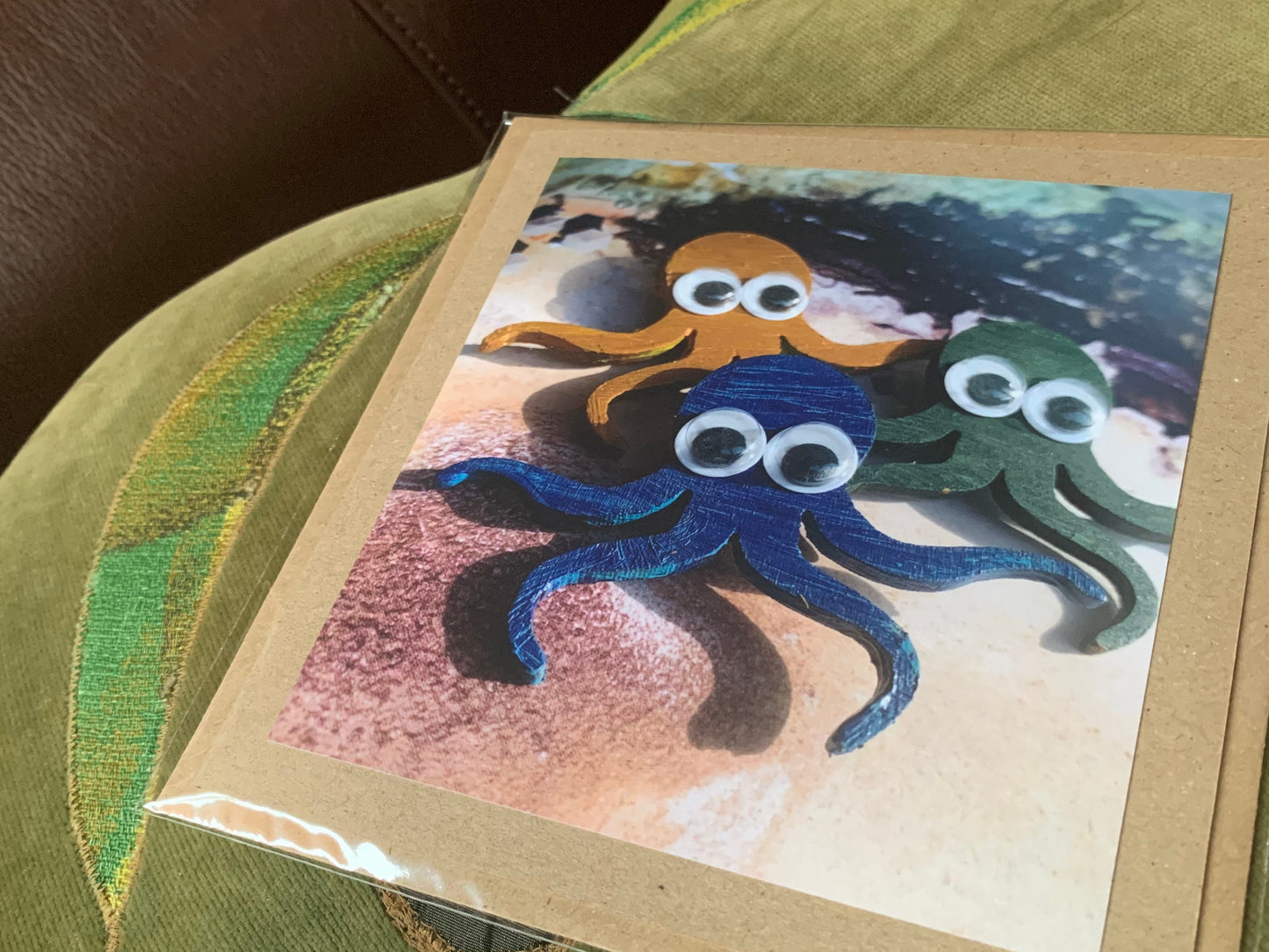 Eco octopus card, handmade gift card for her or for him. Recycled eco friendly card. Unusual photography card for birthday, Mothers Day...