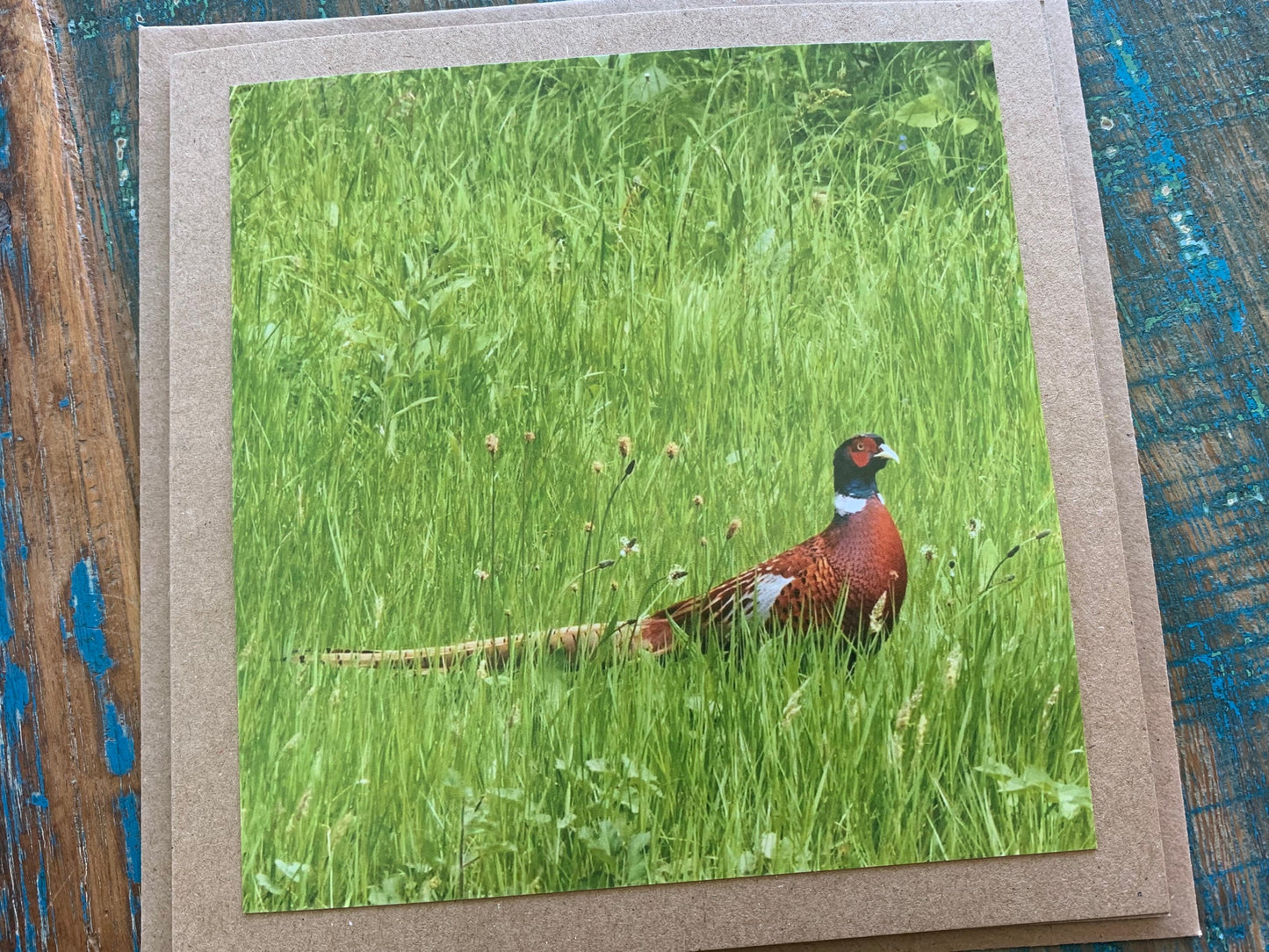 Pheasant card, recycled card, birthday card, English bird card. Eco friendly card. Handmade card. Unusual Thank you card, blank gift card