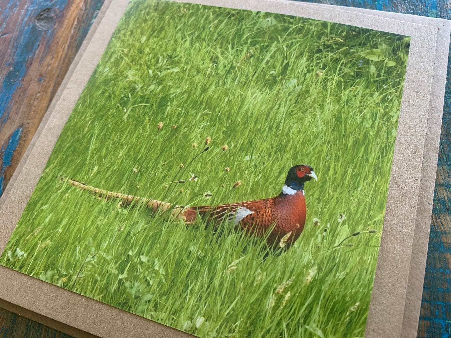 Pheasant card, recycled card, birthday card, English bird card. Eco friendly card. Handmade card. Unusual Thank you card, blank gift card