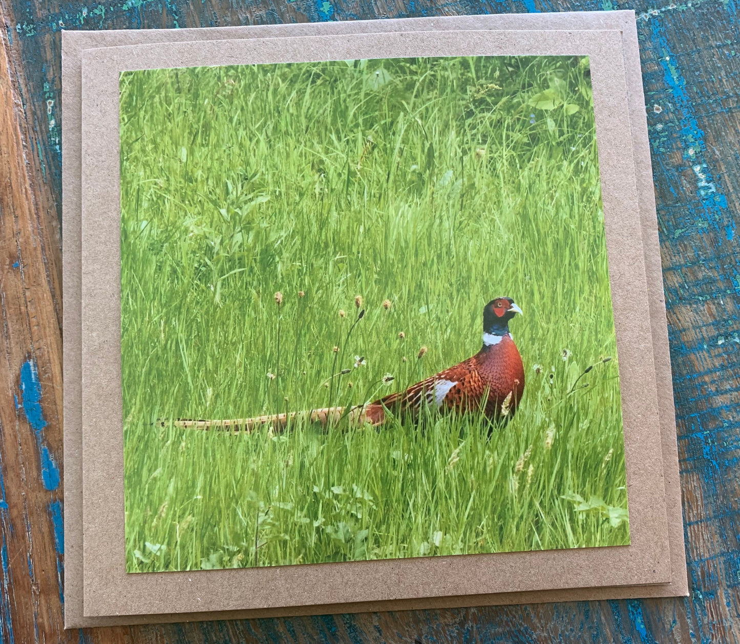 Pheasant card, recycled card, birthday card, English bird card. Eco friendly card. Handmade card. Unusual Thank you card, blank gift card