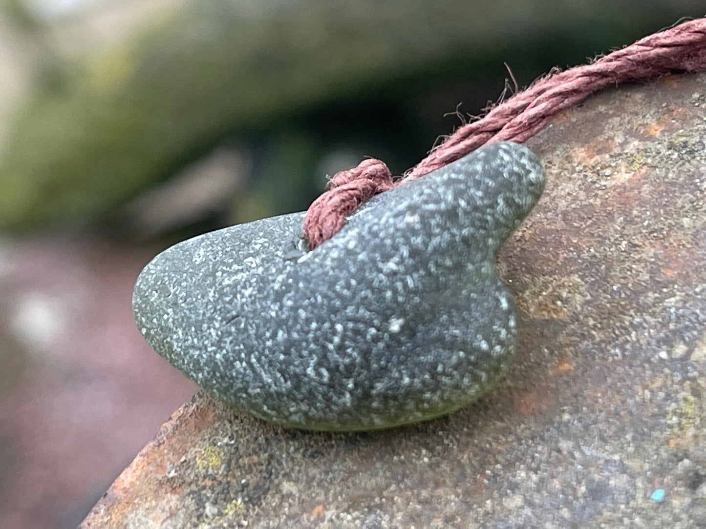 Rustic sea glass necklace. Recycled boho necklace, unisex necklace. Surf necklace, hippy necklace. Gift for him, Sea glass pendant