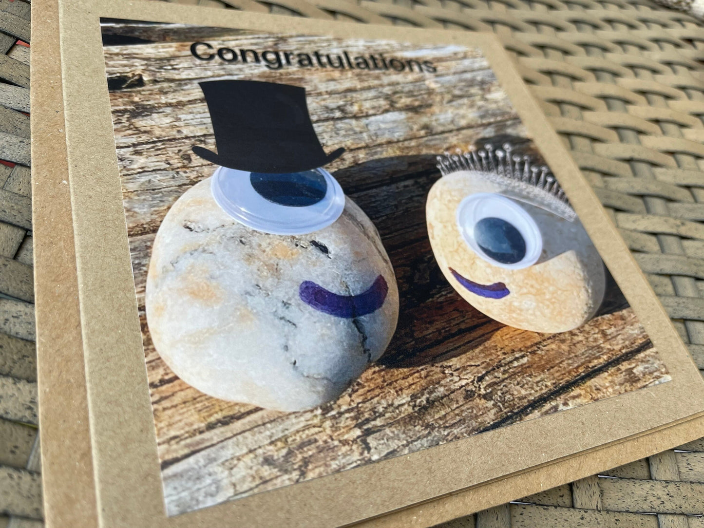 Recycled congratulations card, handmade card, beach card,  congratulations gift,  engagement card, engagement gift, unusual wedding card