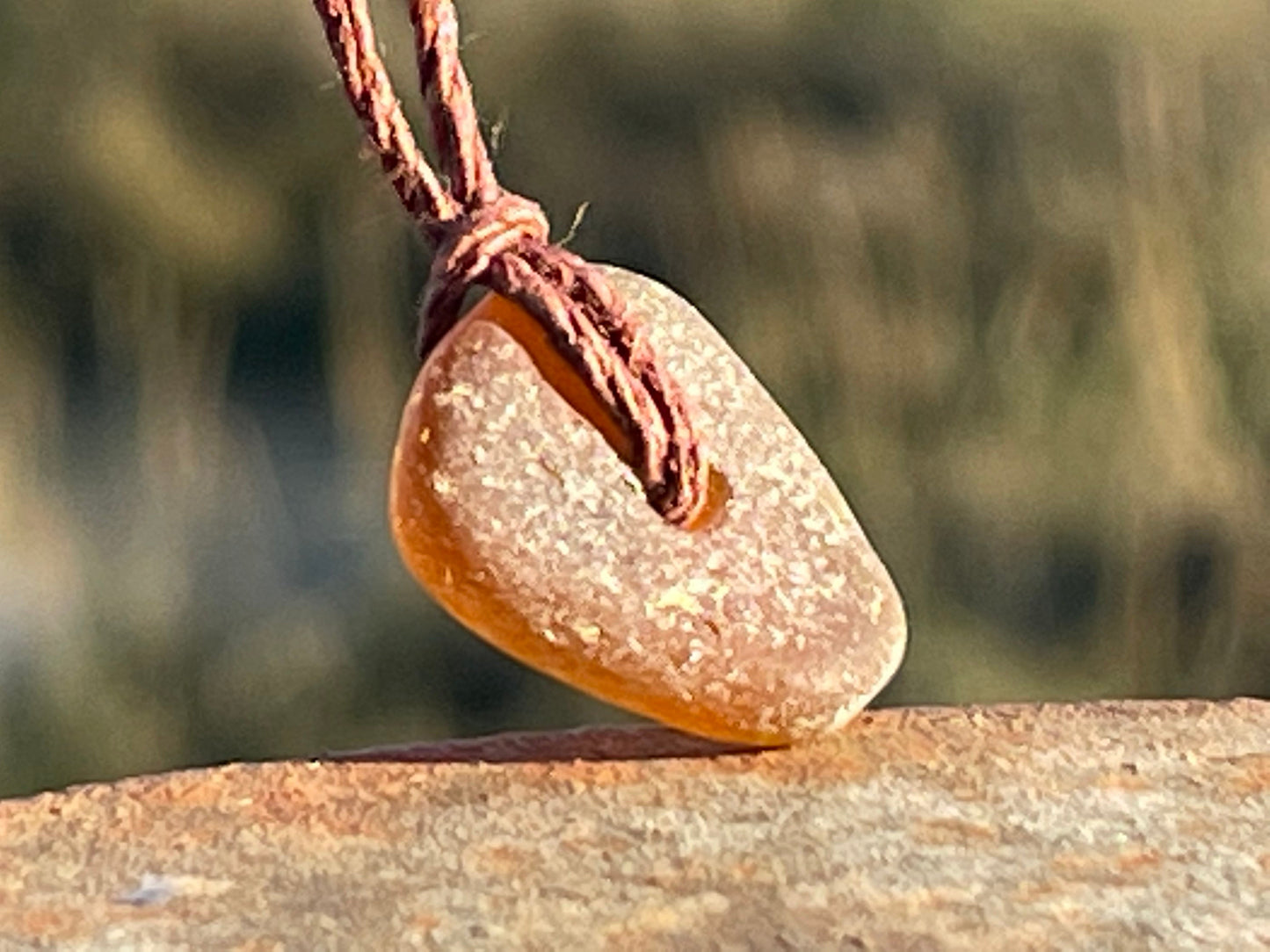 Rustic sea glass necklace. Recycled boho necklace, unisex necklace. Surf necklace, hippy necklace. Gift for him, Sea glass pendant