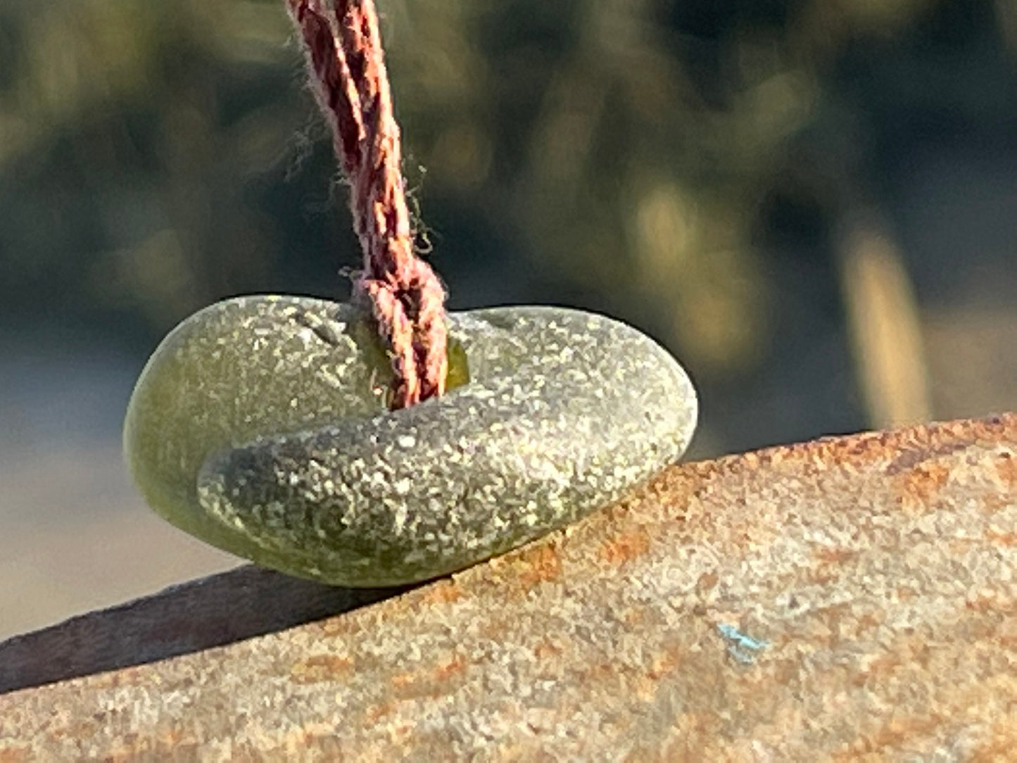 Rustic sea glass necklace. Recycled boho necklace, unisex necklace. Surf necklace, hippy necklace. Gift for him, Sea glass pendant