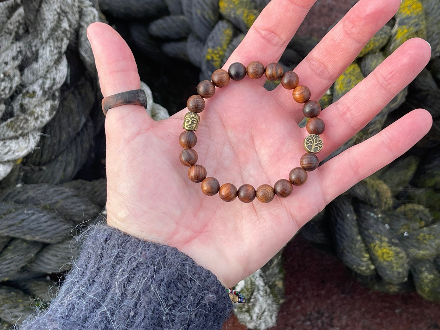 Handmade Sandalwood Buddha Bracelet - Tree of Life Bracelet. Gifts for Men, mans bracelet