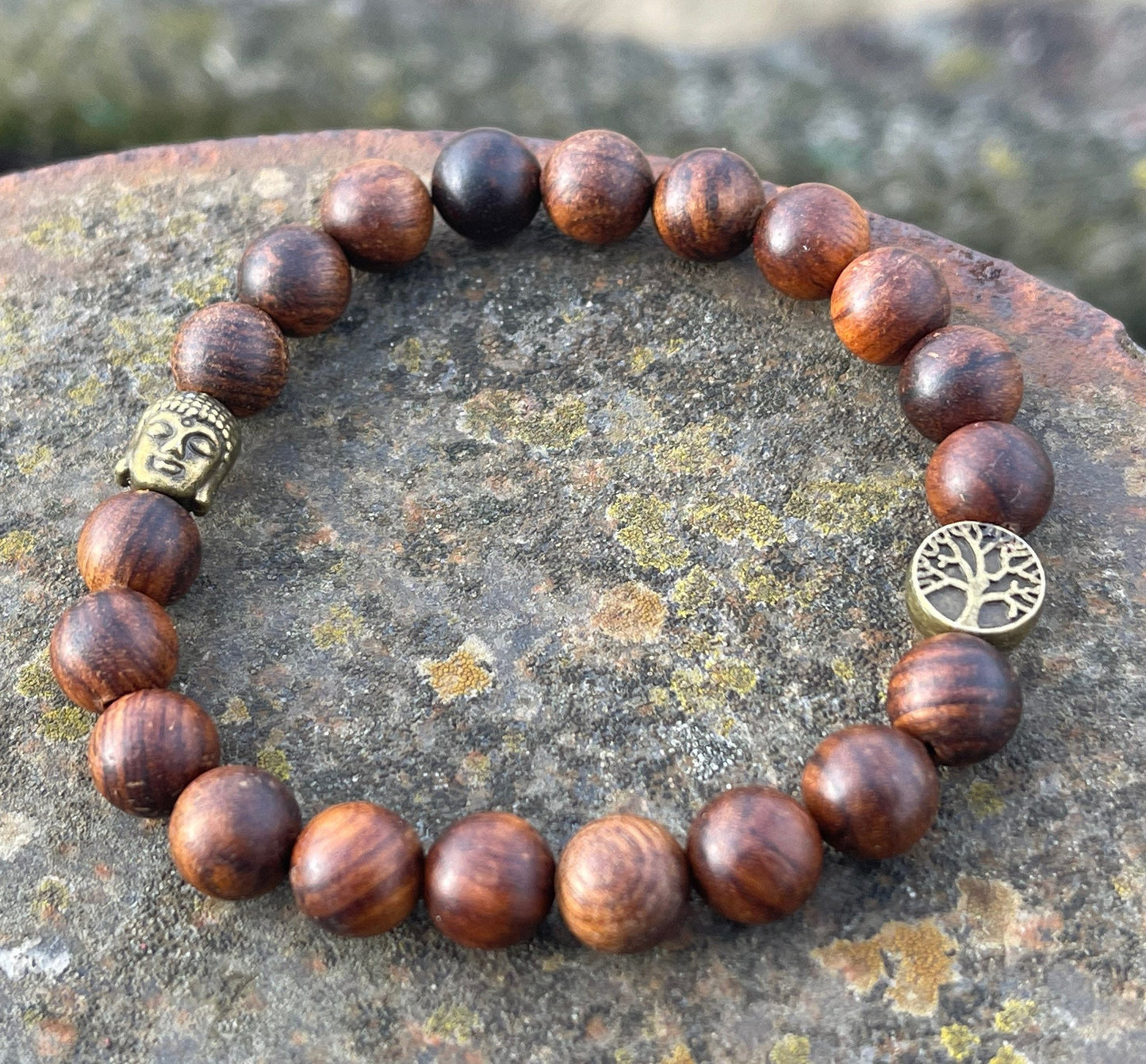 Handmade Sandalwood Buddha Bracelet - Tree of Life Bracelet. Gifts for Men, mans bracelet