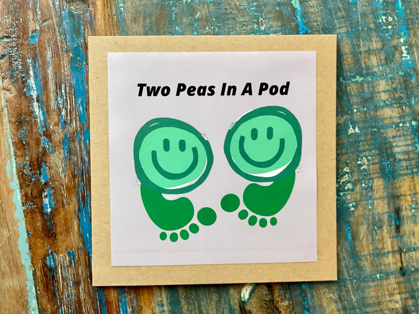 Two peas in a pod unusual card, romantic card, recycled card for him, engagement card, handmade card, birthday card, anniversary card