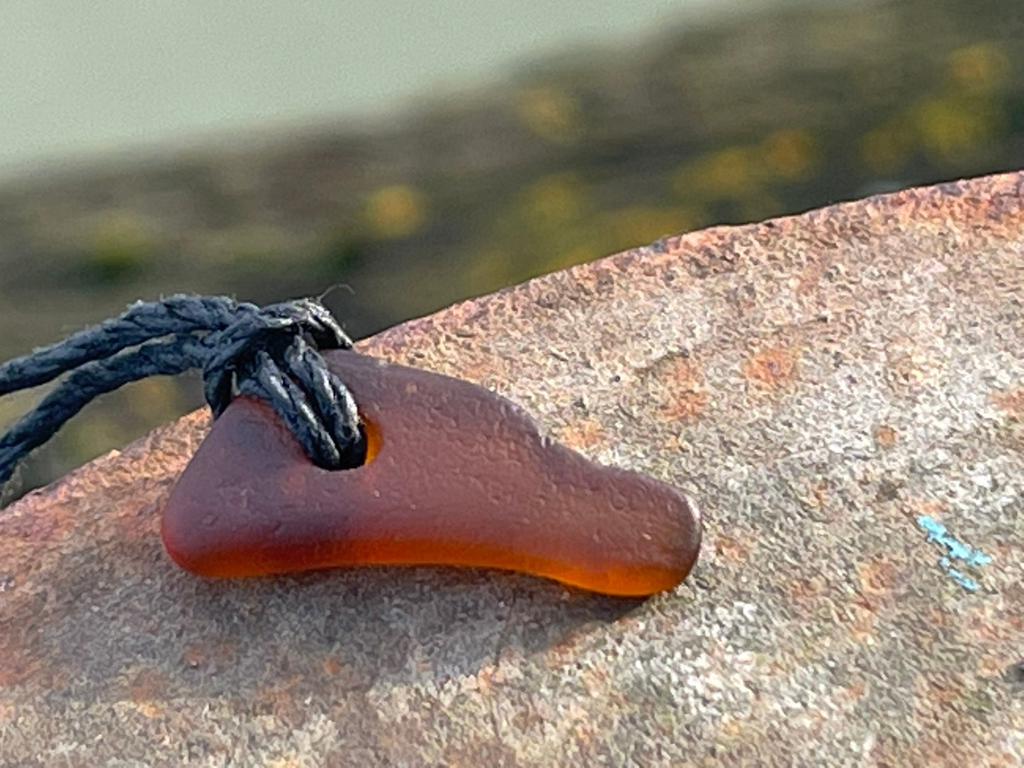 Sea glass necklace. Recycled necklace, unusual gift for him, hippy necklace. Sea glass pendant. Eco friendly necklace for man. Unique gift