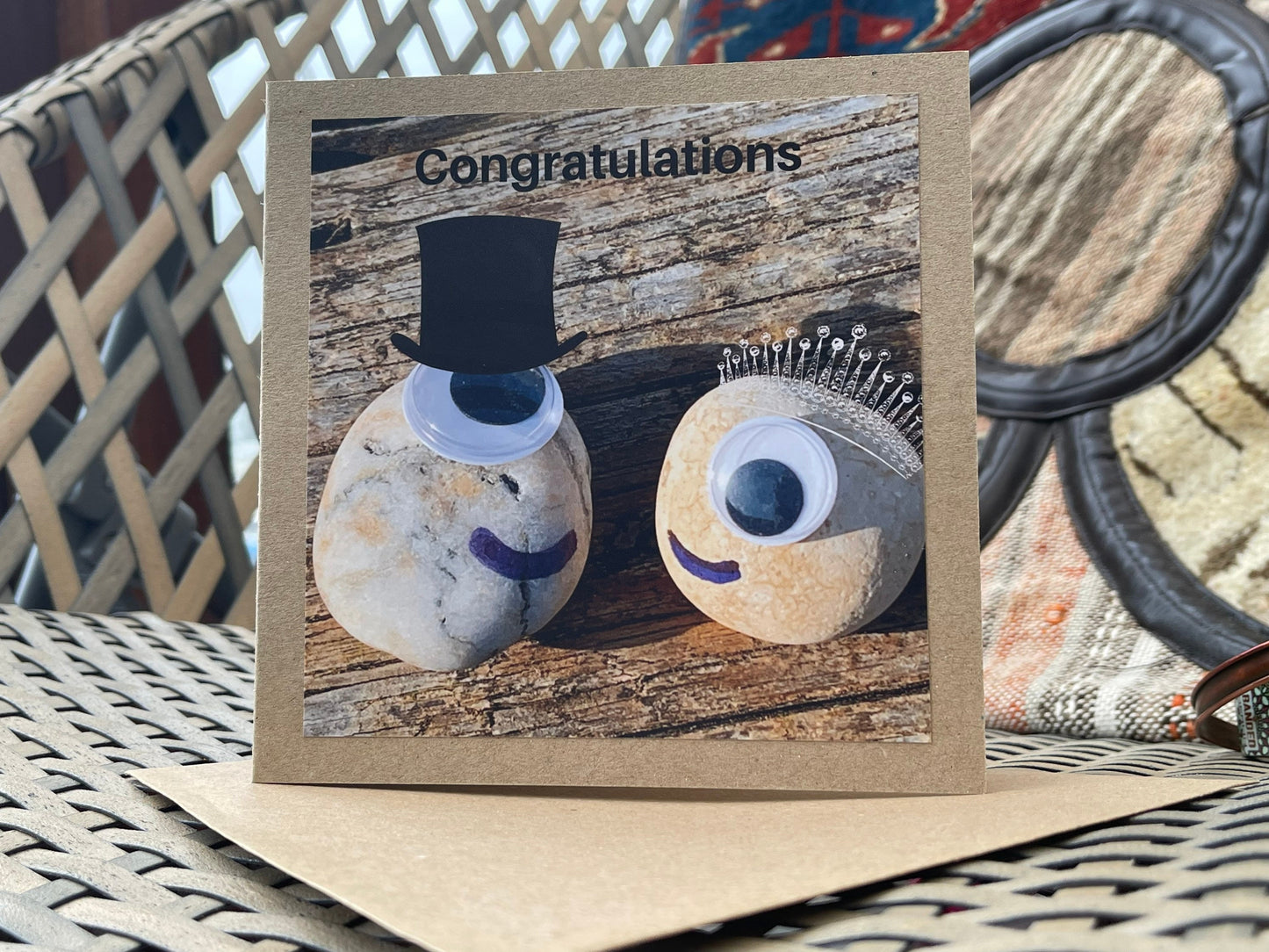 Recycled congratulations card, handmade card, beach card,  congratulations gift,  engagement card, engagement gift, unusual wedding card