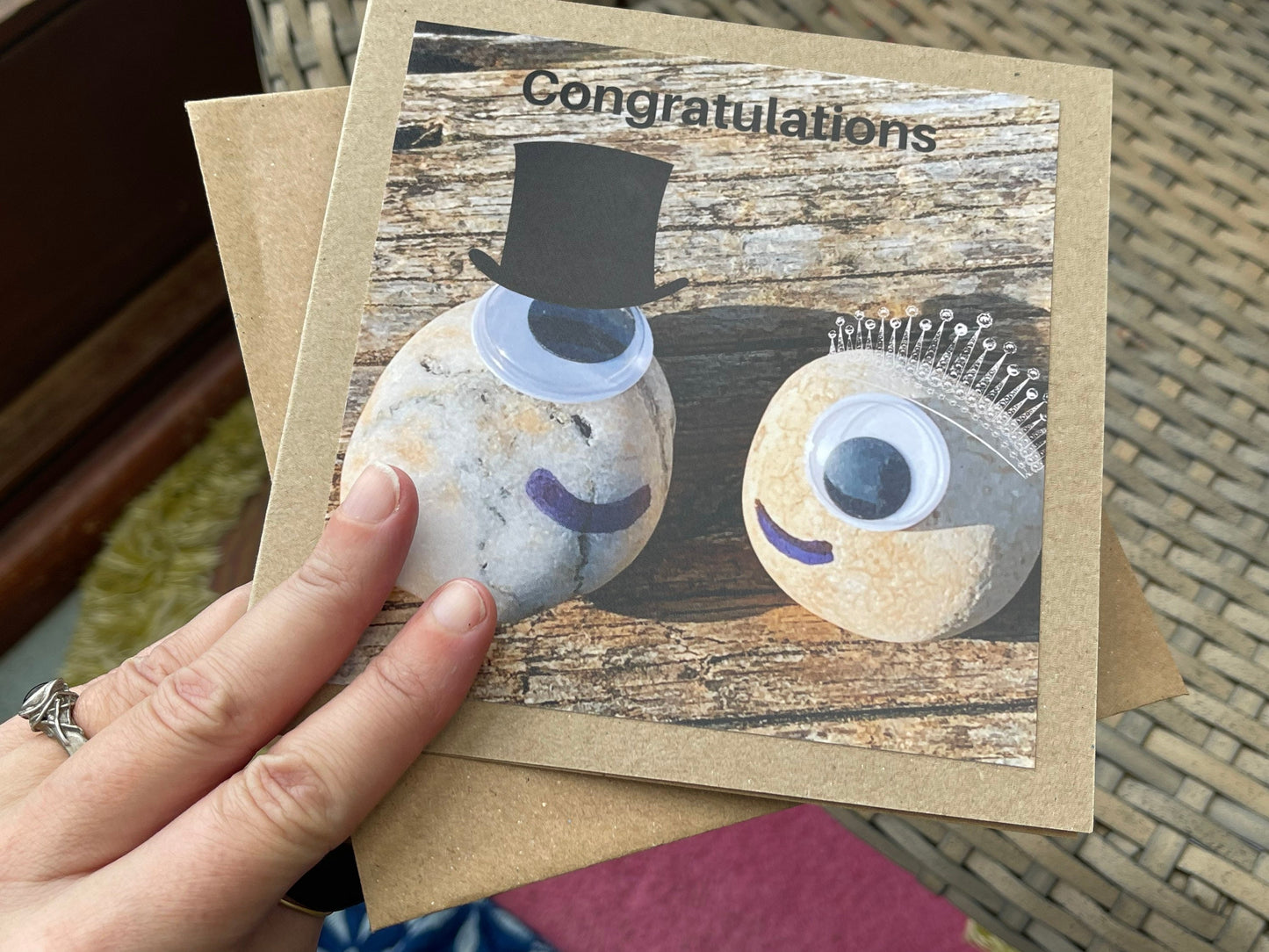 Recycled congratulations card, handmade card, beach card,  congratulations gift,  engagement card, engagement gift, unusual wedding card