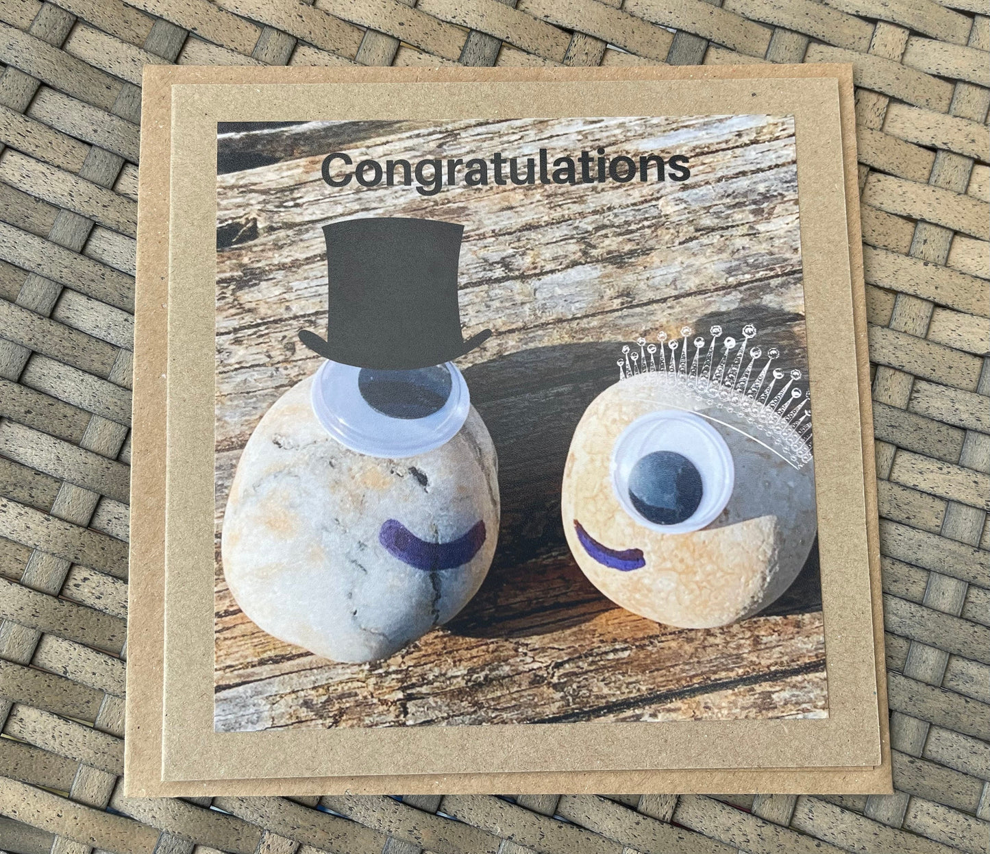 Recycled congratulations card, handmade card, beach card,  congratulations gift,  engagement card, engagement gift, unusual wedding card