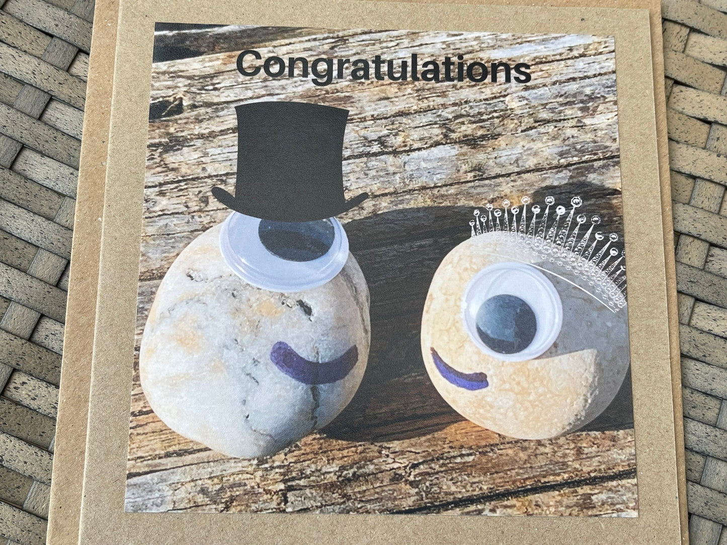 Recycled congratulations card, handmade card, beach card,  congratulations gift,  engagement card, engagement gift, unusual wedding card