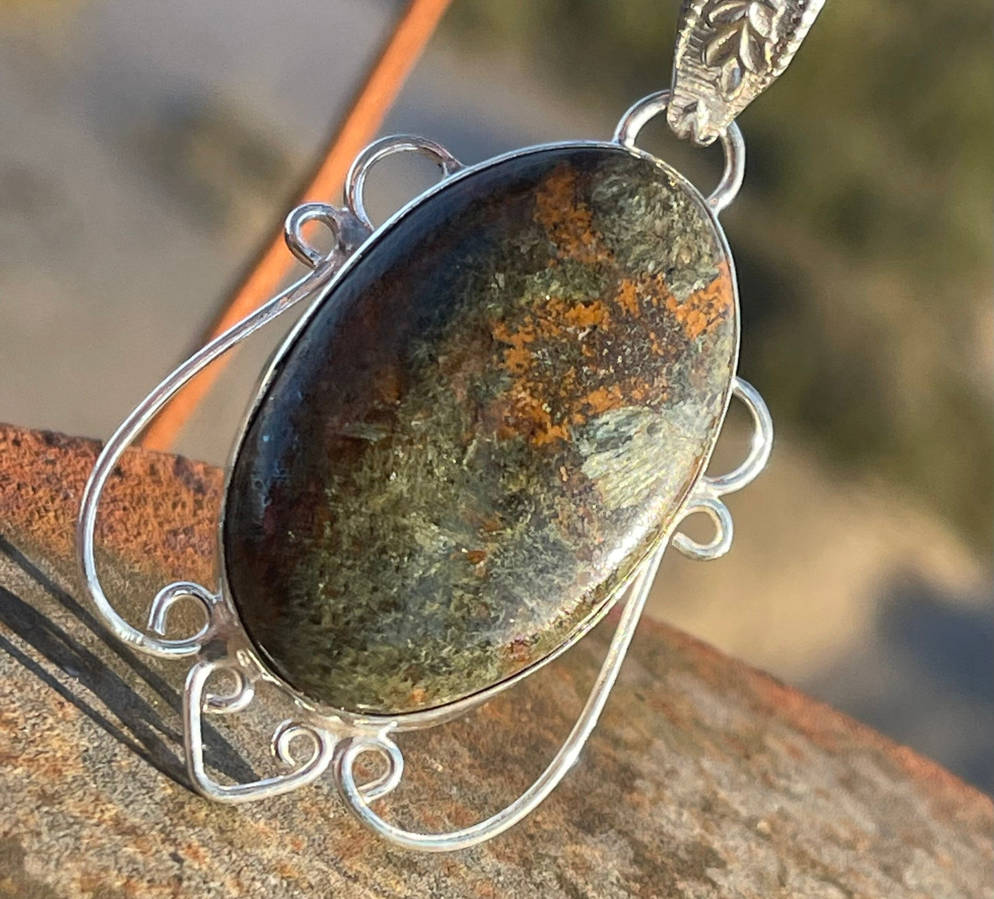 Ocean jasper necklace. Unique necklace, gift for her, gift for him, unusual necklace, unique jewellery, boho necklace, large gemstone