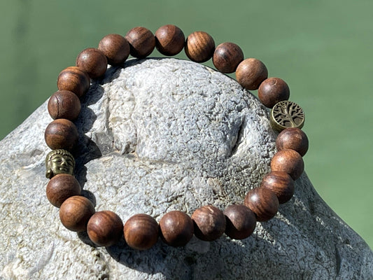 Handmade Sandalwood Buddha Bracelet - Tree of Life Bracelet. Gifts for Men, mans bracelet