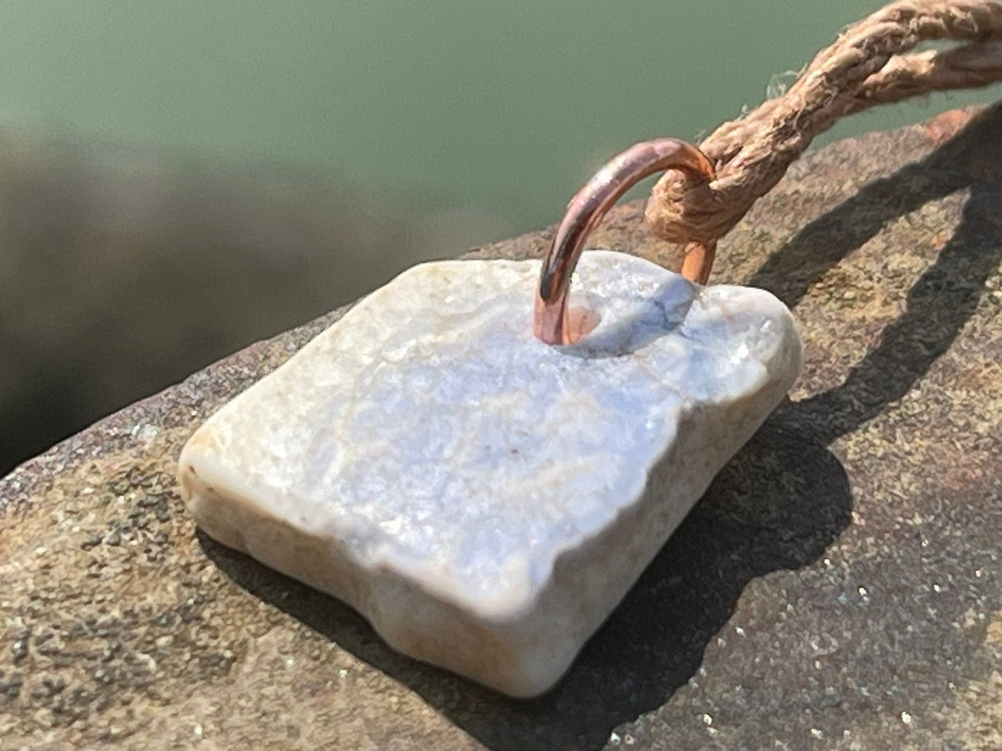 Rustic sea pottery necklace. Recycled necklace, unisex necklace. Surf necklace, hippy necklace, Gift for him, handmade gift for her, ethical