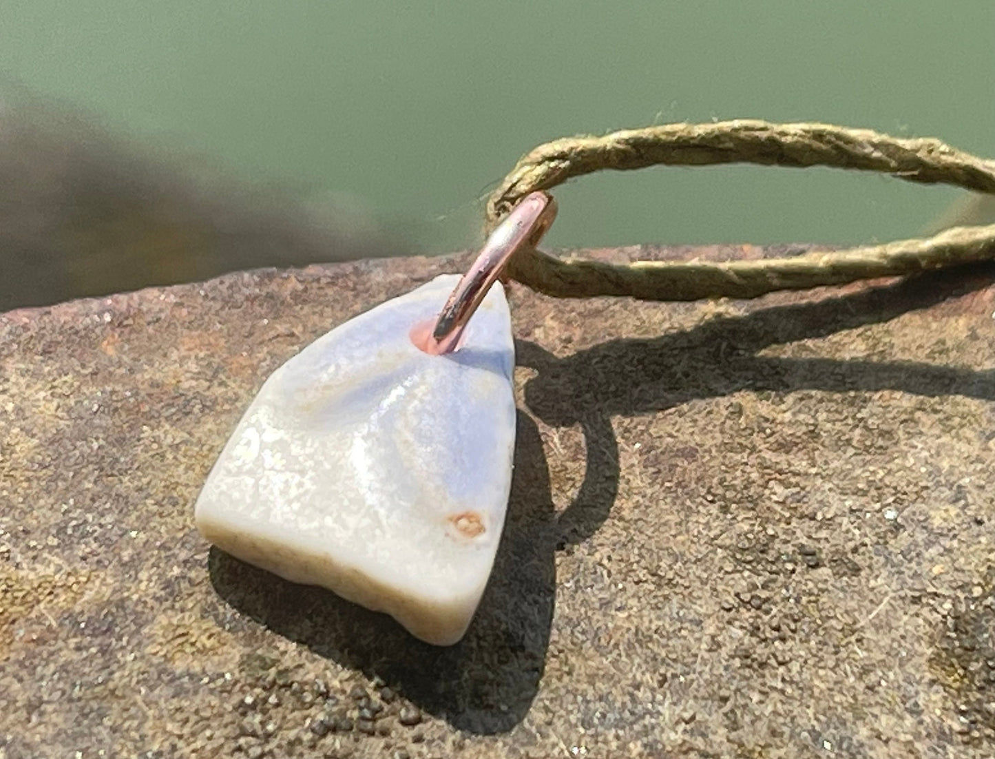 Rustic sea pottery necklace. Recycled necklace, unisex necklace. Surf necklace, hippy necklace, Gift for him, handmade gift for her, ethical