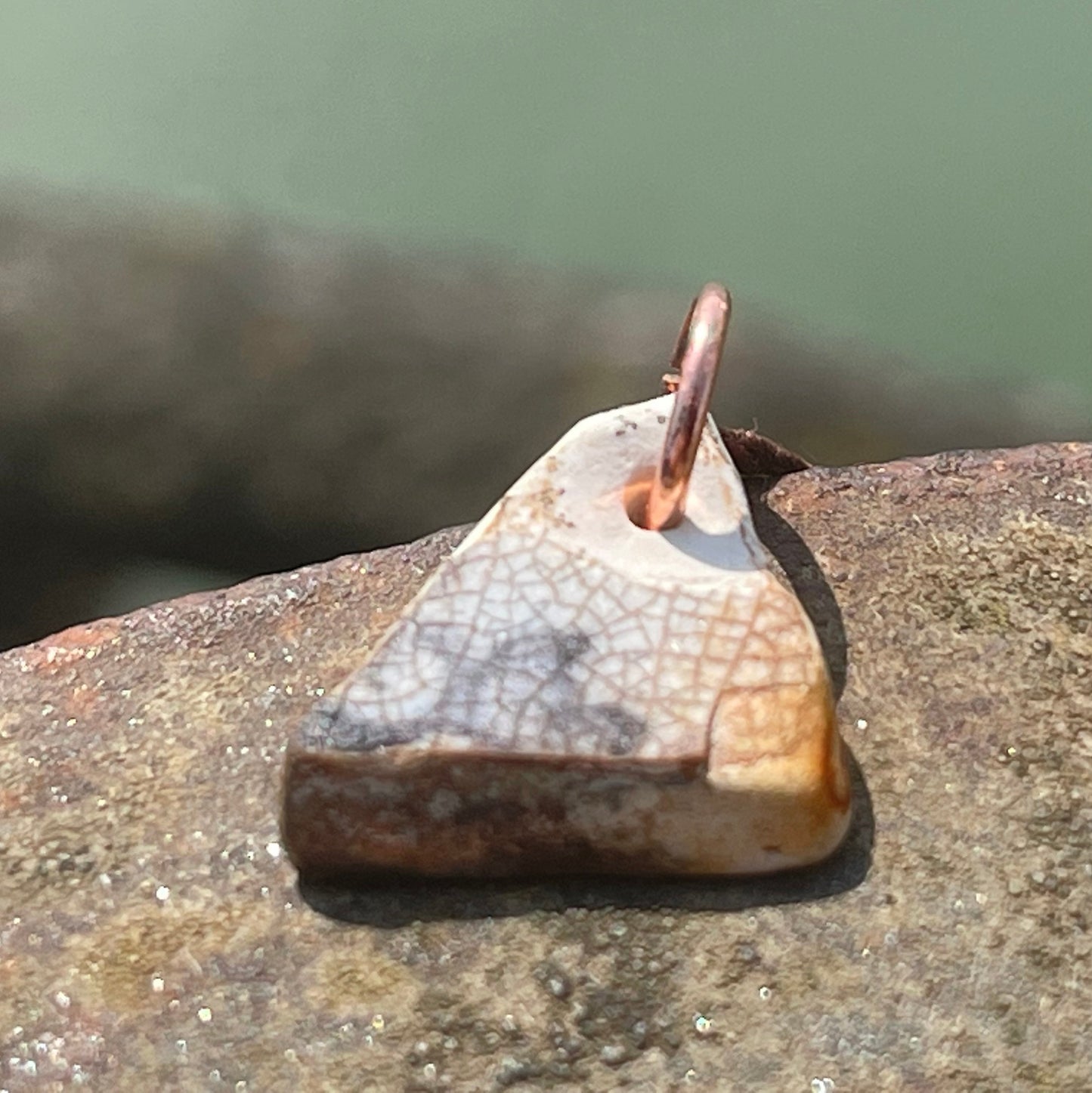 Rustic sea pottery necklace. Recycled necklace, unisex necklace. Surf necklace, hippy necklace, Gift for him, handmade gift for her, ethical