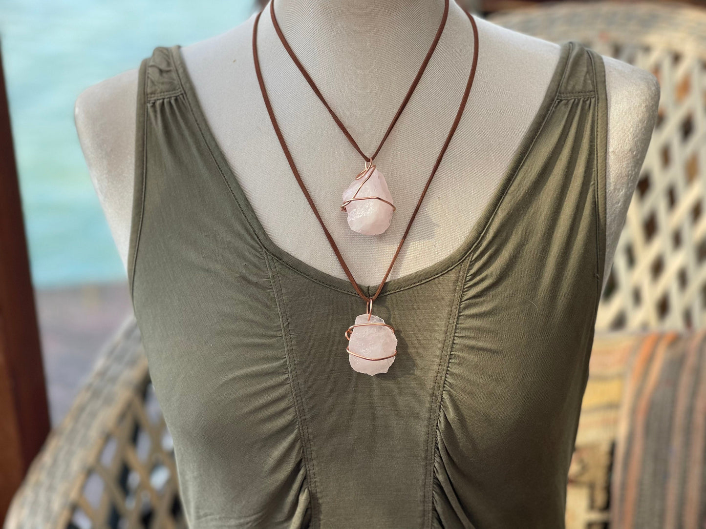 Rose quartz necklaces, romantic gift for her, rose quartz pendant, boho pendants, handmade necklace, rose quartz jewellery ethical jewellery