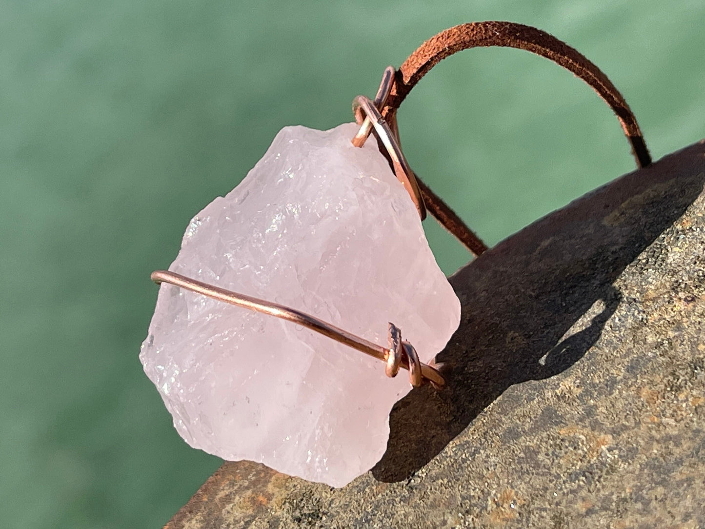 Rose quartz necklaces, romantic gift for her, rose quartz pendant, boho pendants, handmade necklace, rose quartz jewellery ethical jewellery