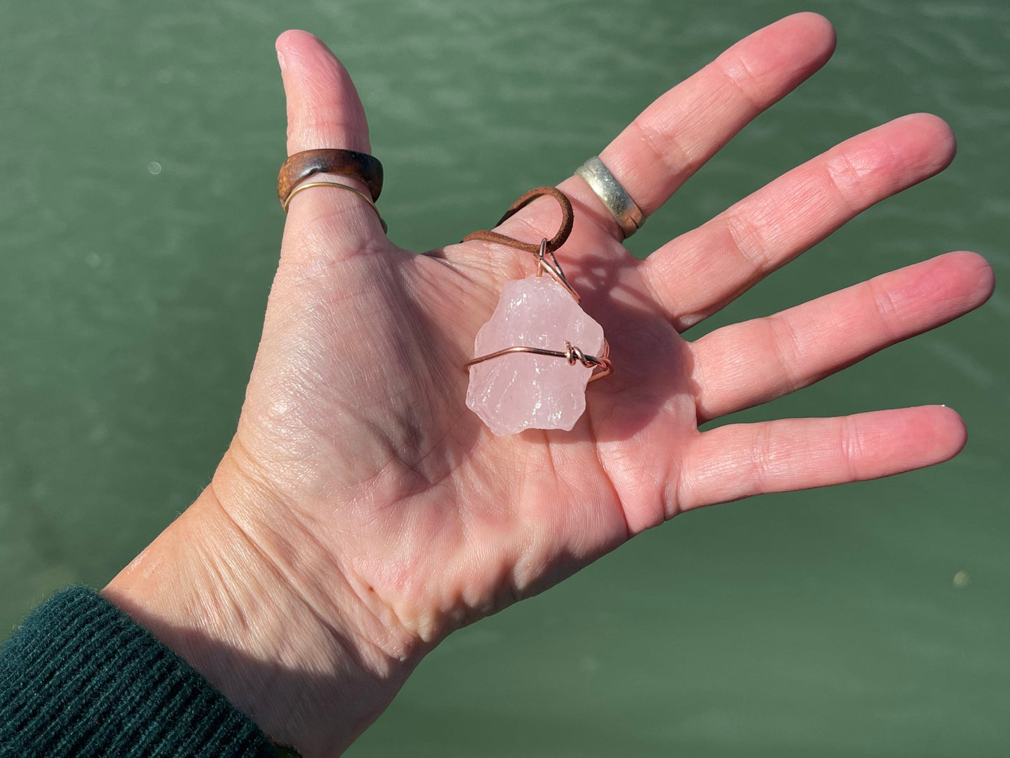 Rose quartz necklaces, romantic gift for her, rose quartz pendant, boho pendants, handmade necklace, rose quartz jewellery ethical jewellery