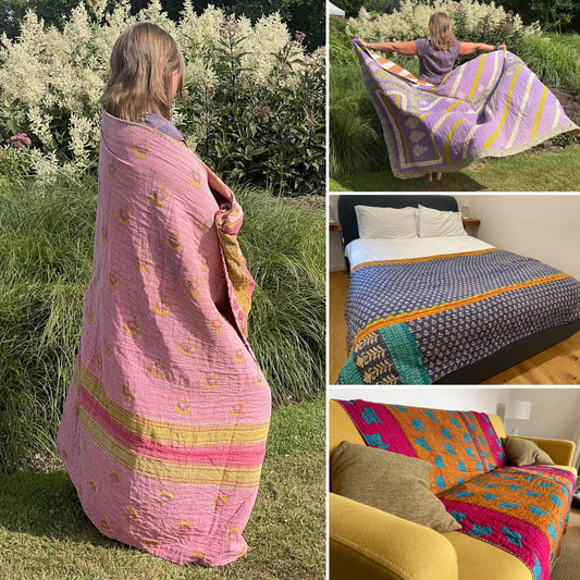 Vintage eco friendly throws. Eco friendly picnic blankets. Boho throws, throws for sofas, boho blankets, ethical throws, ethical home decor