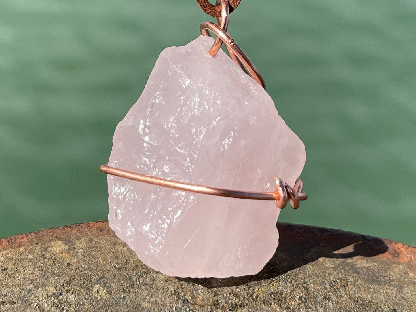 Rose quartz necklaces, romantic gift for her, rose quartz pendant, boho pendants, handmade necklace, rose quartz jewellery ethical jewellery